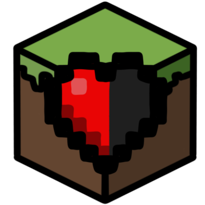 miencraft half heart in front of minecraft grass block